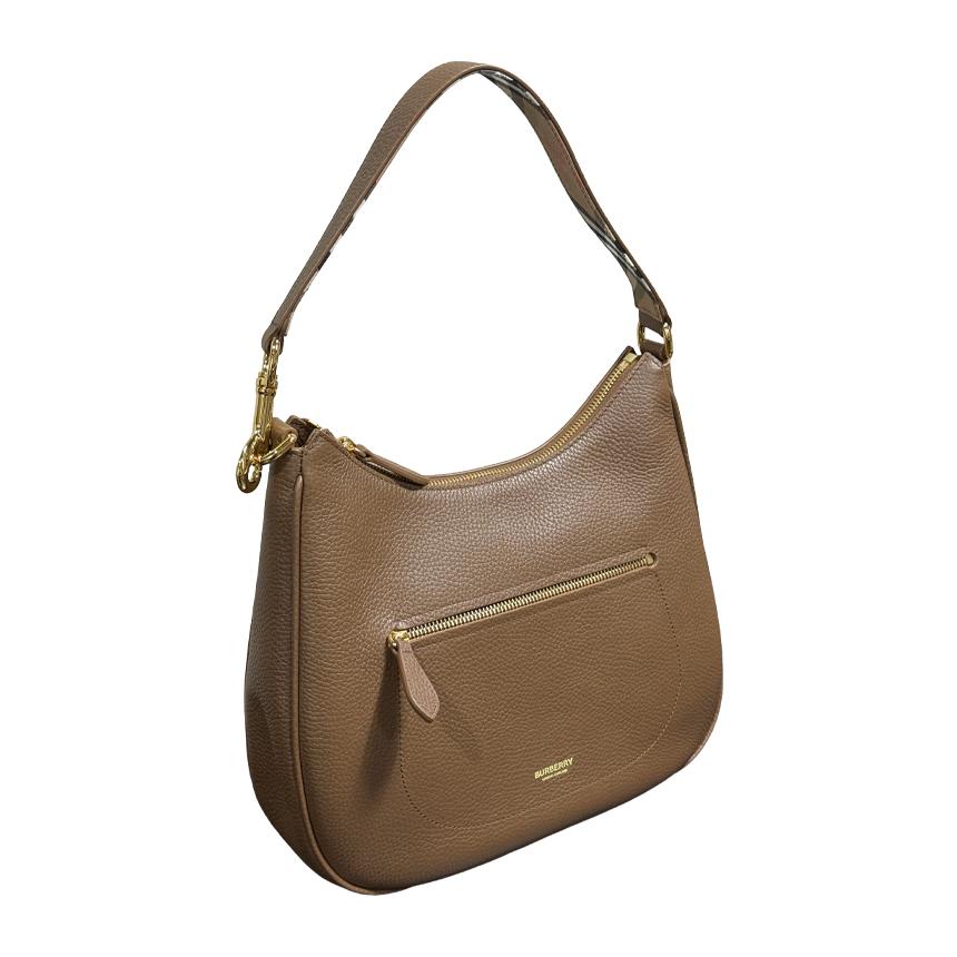 BURBERRY Grain Leather Brown Hobo Shoulder Bag 81046811