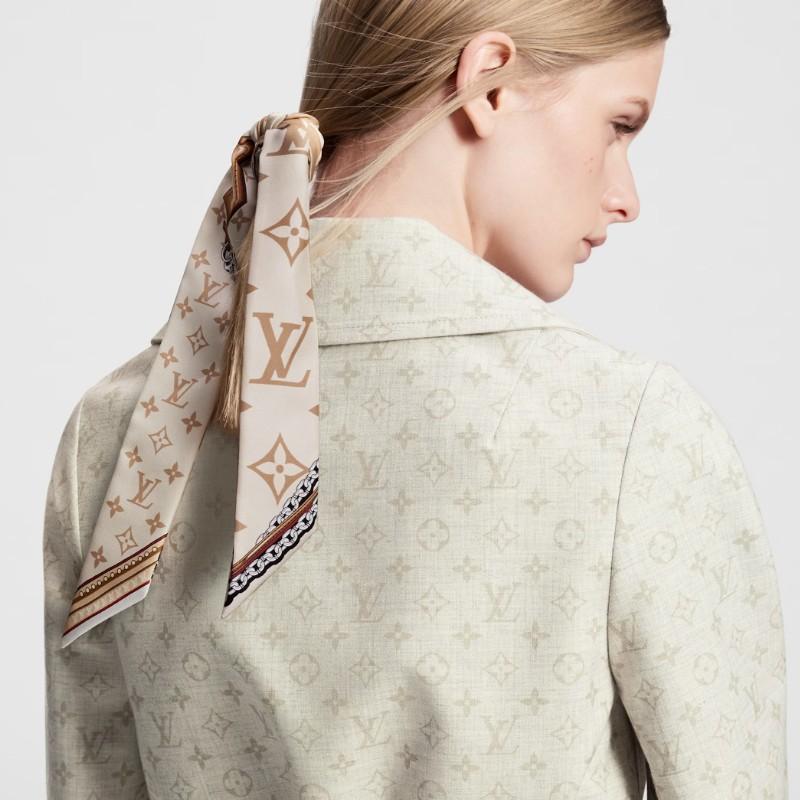 Louis Vuitton Ultimate Monogram BB Silk Twilly Scarf Beige