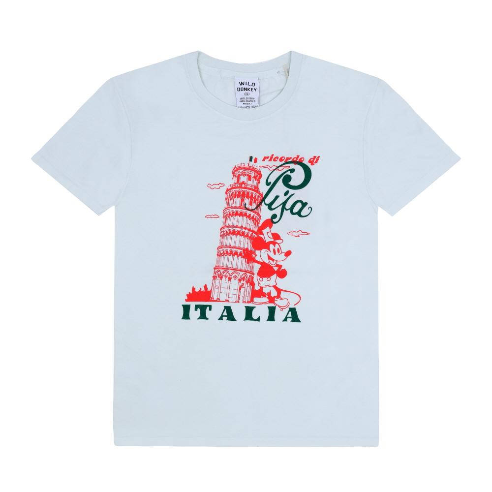 Wild Donkey Light Dyed Green Pisa Graphic Short Sleeve T-Shirt