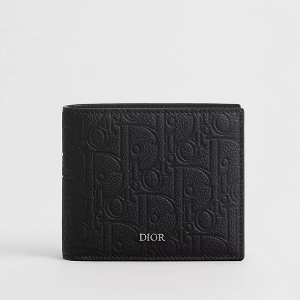 DIOR Oblique Gravity Leather Black Bifold Wallet Unisex