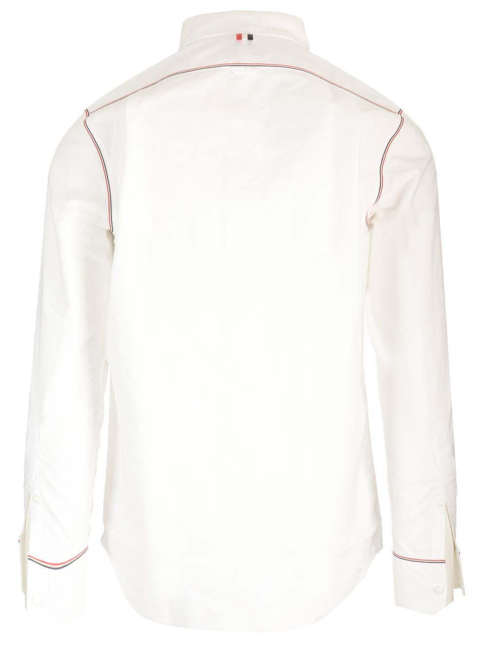 THOM BROWNE Long Sleeve Button-Up Shirt FW24 White Cotton