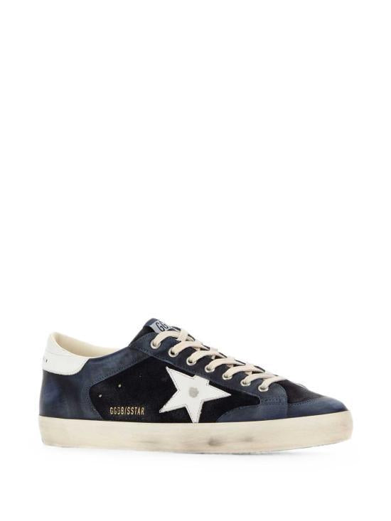 GOLDEN GOOSE Dark Blue/White Leather Low-Top Sneakers for Men
