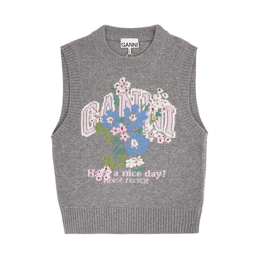 GANNI Floral Graphic Knit Vest for Women