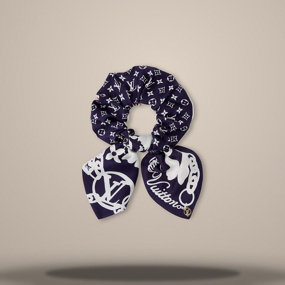 Louis Vuitton Navy Blue Bloom Scrunchie Hair Band M98490