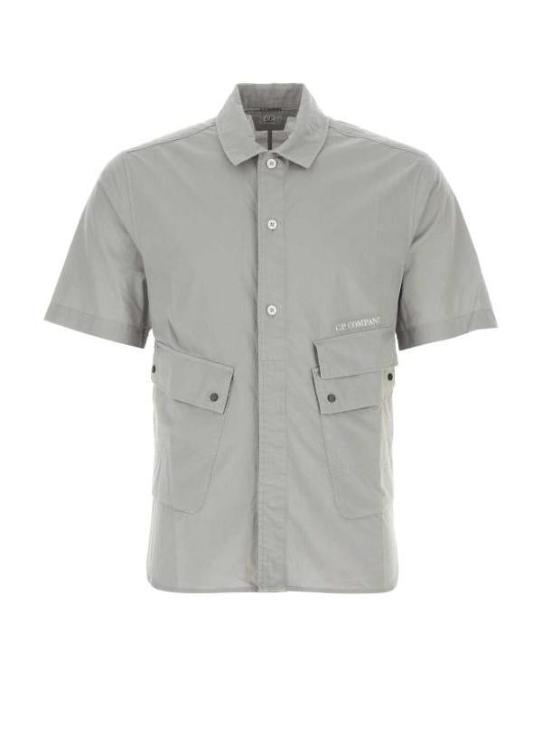 CP Company Poplin Pocket Short Sleeve Shirt Gray Men