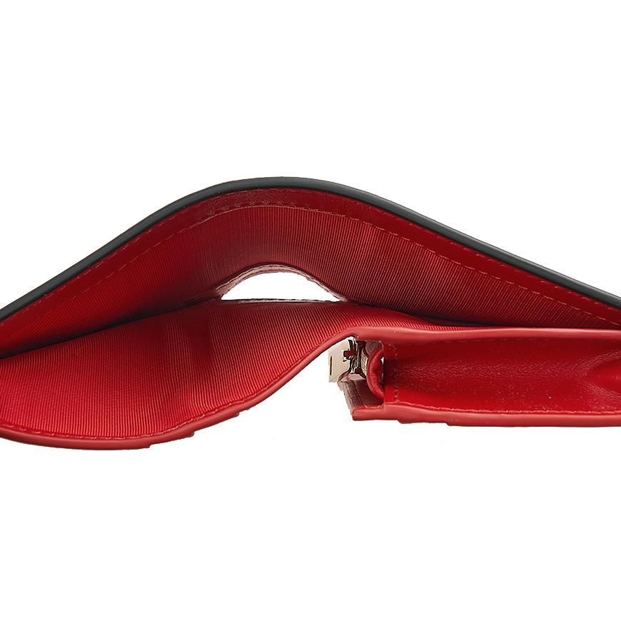 Ferragamo Gancini Compact Bifold Wallet Black Red Women’s Leather