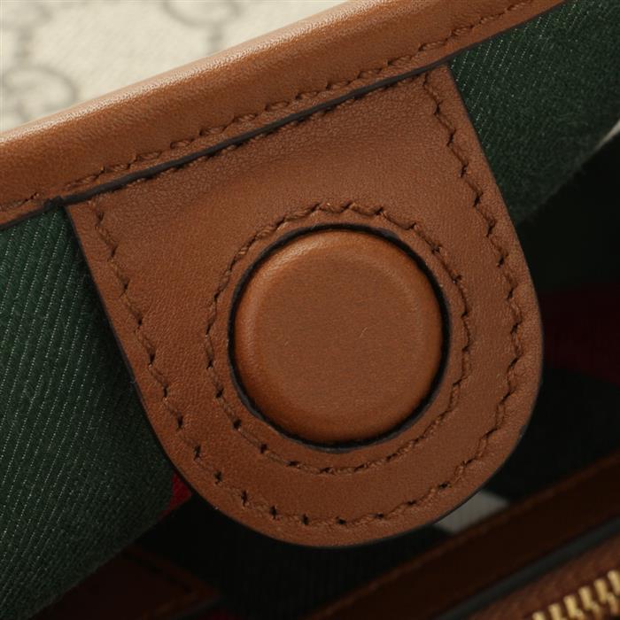 GUCCI GG Emblem Medium Tote Bag Beige Brown Leather Handbag