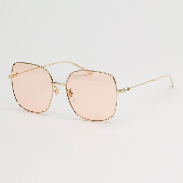 GUCCI Pink Metal Square Asian Fit Sunglasses GG1195SK 002