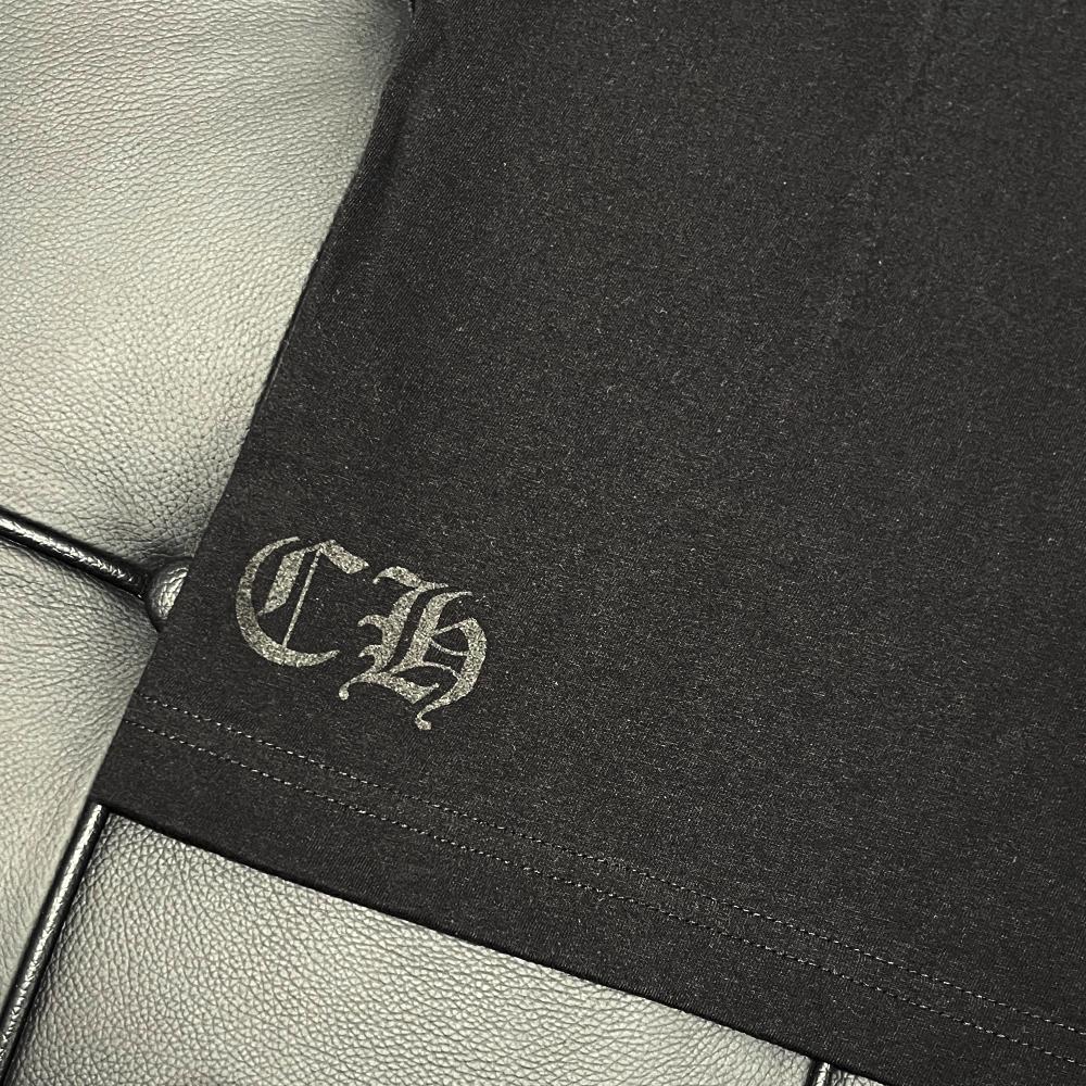 Chrome Hearts Black Short Sleeve Pocket Crew T-Shirt Pink Logo