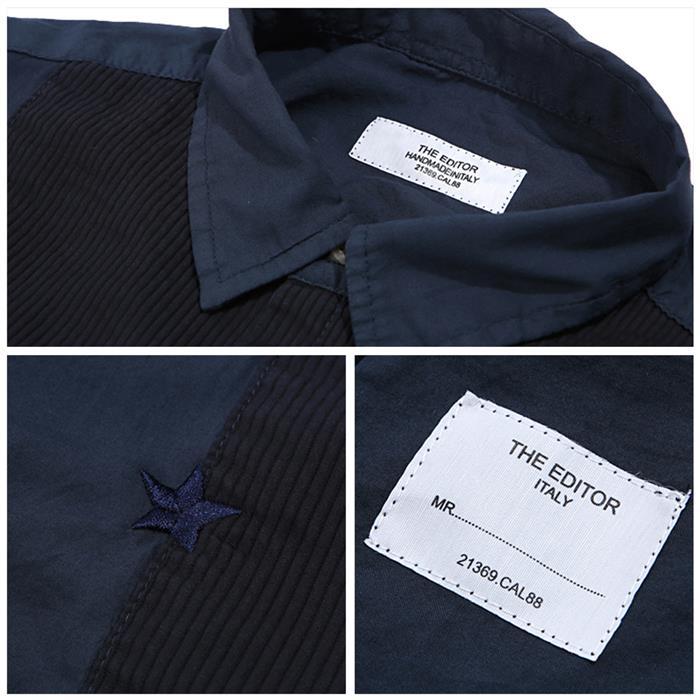 The Editor Navy Cotton Long Sleeve Shirt for Men 1304 1 4434