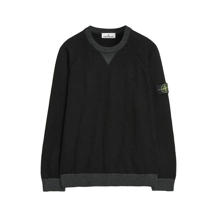 STONE ISLAND Black Knit Crewneck Sweater for Men