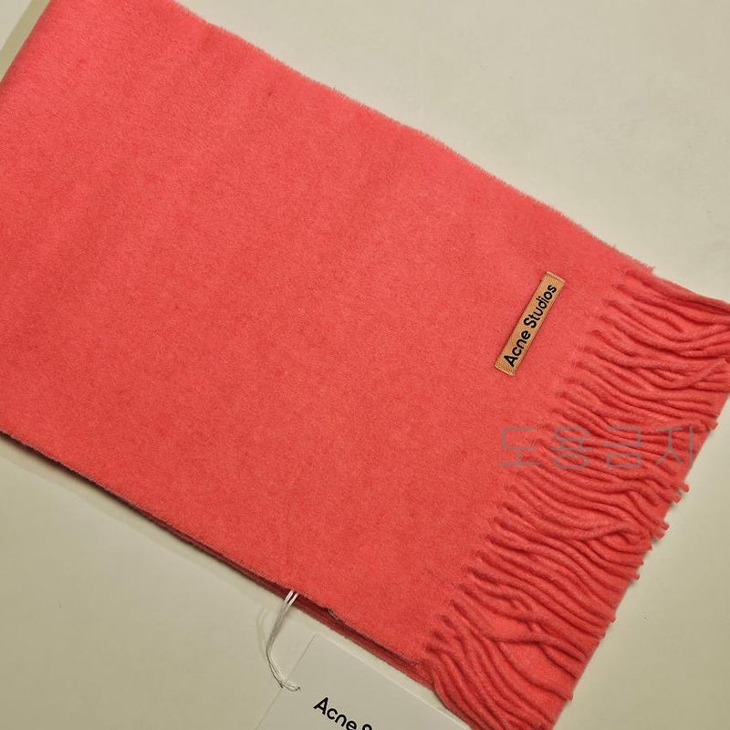 Acne Studios Fluoro Pink Skinny Wool Scarf