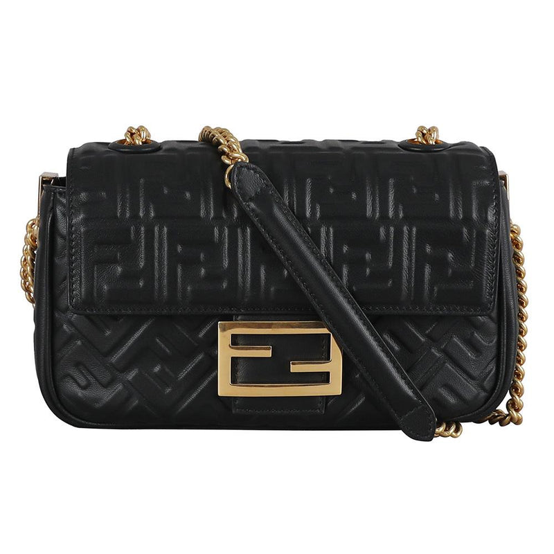 FENDI Baguette Chain Medium Shoulder Bag Black 8BR793 AH9C F1CFJ