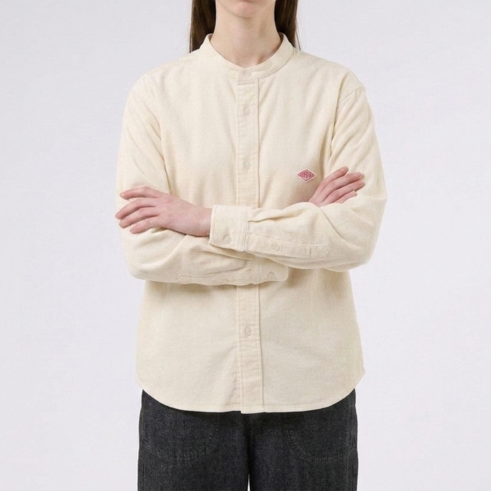DANTON Women’s Corduroy Band Collar Shirt DT B0290 MCD