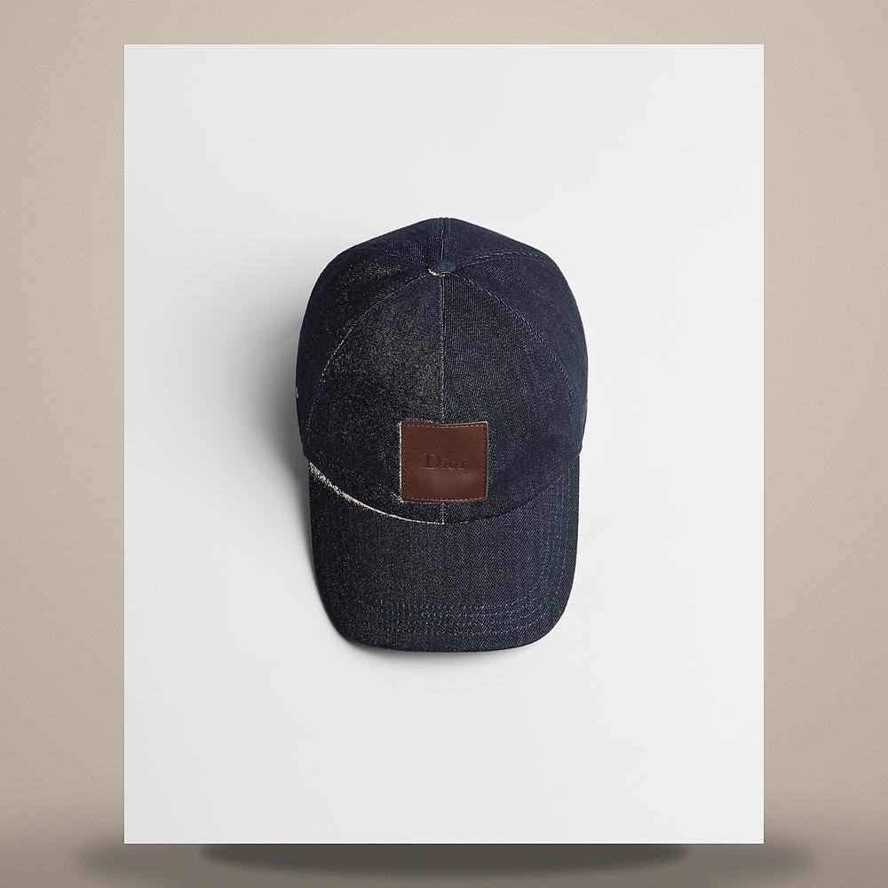 DIOR Deep Blue Cotton Denim Label Cap 693C906A3353 C587