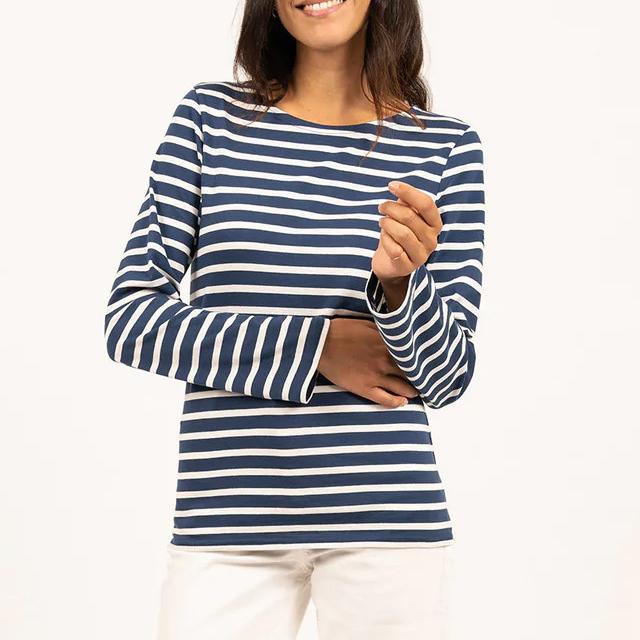 Saint James Breton Stripe Long Sleeve T-Shirt Unisex Navy/White