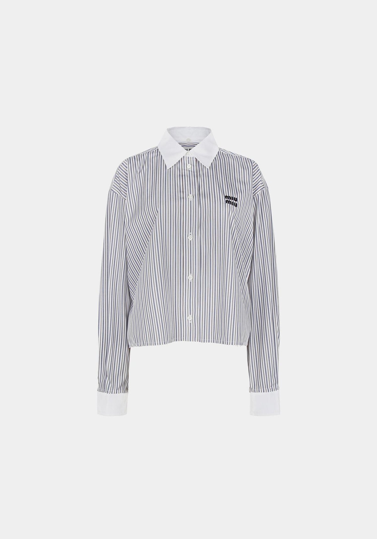 Miu Miu White Cocoa Brown Poplin Cropped Shirt MK1971 174T F0963