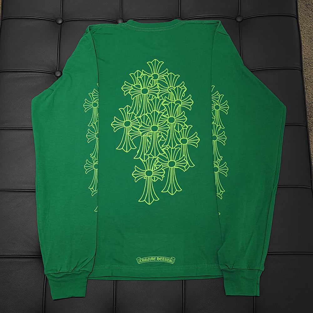 Chrome Hearts Cemetery Cross Long Sleeve T-Shirt Kelly Green Glow Green