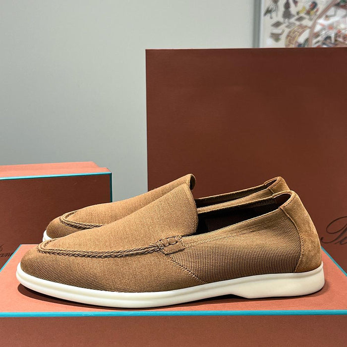 Loro Piana Brown Knitted Work Loafer Moccasins Men’s