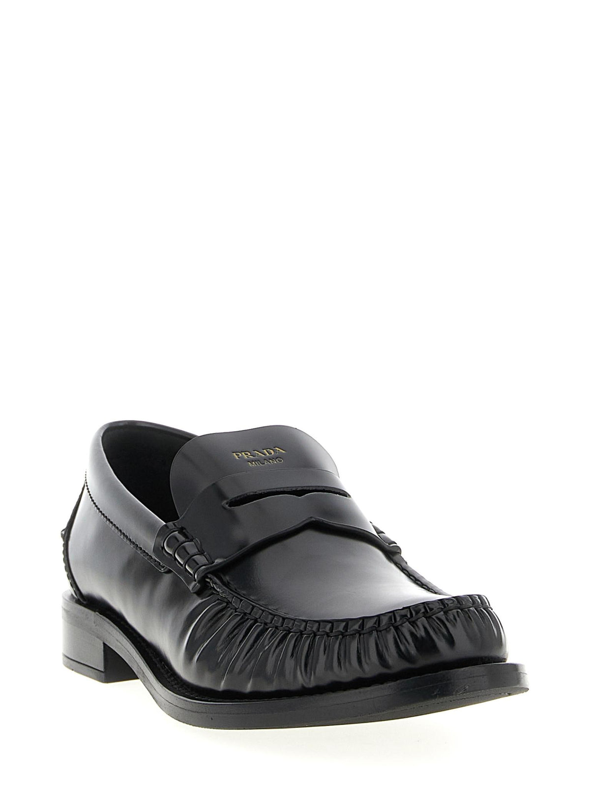 PRADA Black Leather Chunky Platform Loafers