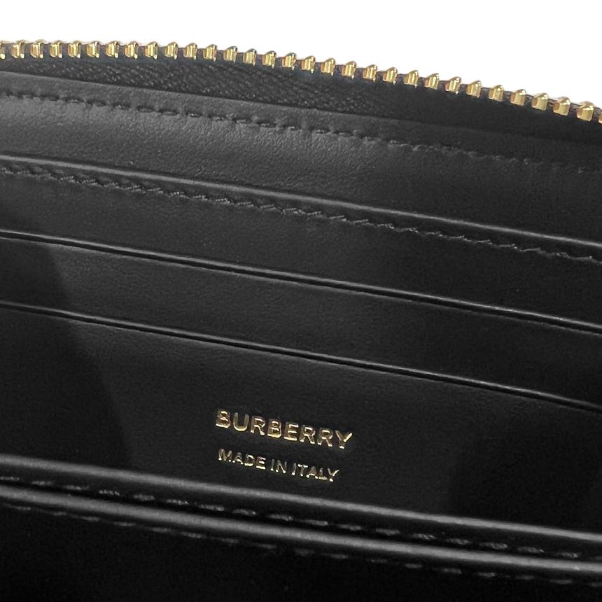 BURBERRY Zip Around Black Leather Card Holder Wallet 80840421 81072621