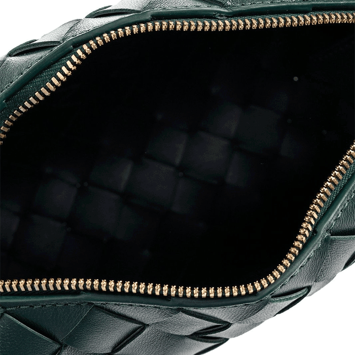 Bottega Veneta Intrecciato Mini Loop Camera Bag Green Leather Crossbody