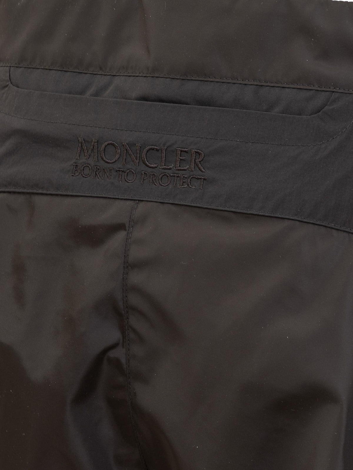 Moncler Black Nylon Drawstring Short Shorts