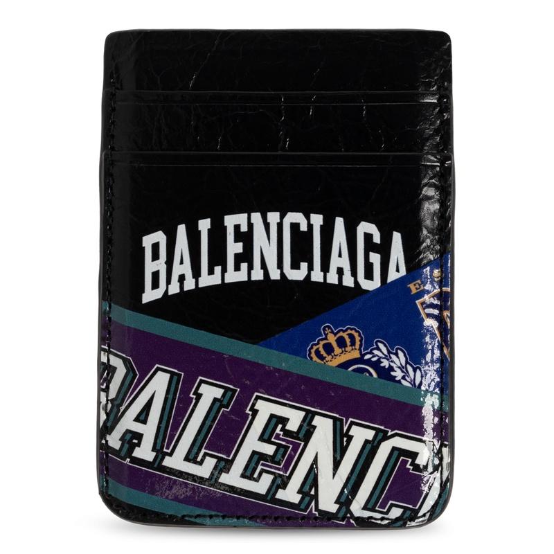 BALENCIAGA Cash Magnet Leather Card Holder Black