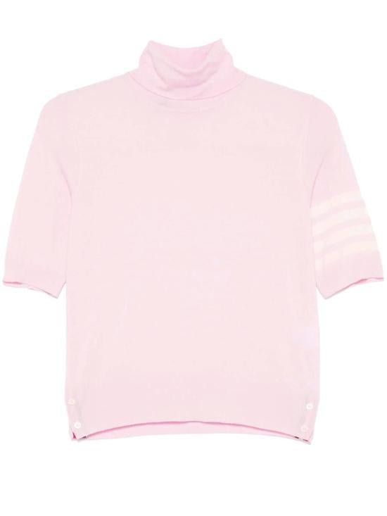 THOM BROWNE Fine Merino 4-Bar Relaxed Short Sleeve Turtleneck Sweater