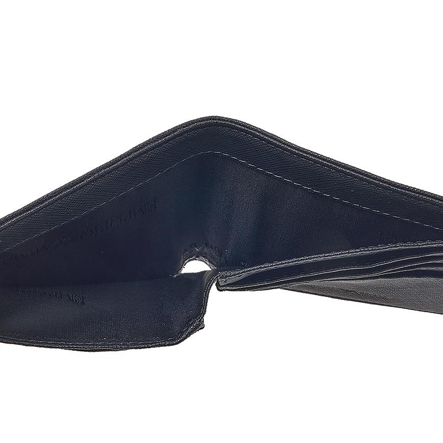 Emporio Armani Men’s Signature Logo Bifold Wallet Navy Leather