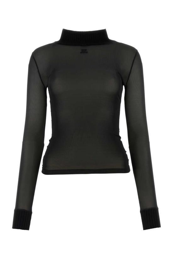 courreges Black Turtleneck Knit Sweater PER JTO 029 JS 00889999