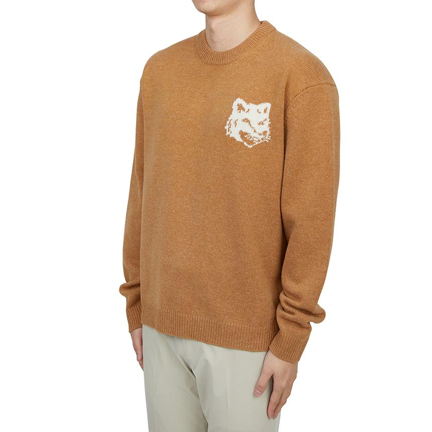 Maison Kitsune Fox Head Intarsia Crewneck Knit Sweater Men NM00808KM0329 P270