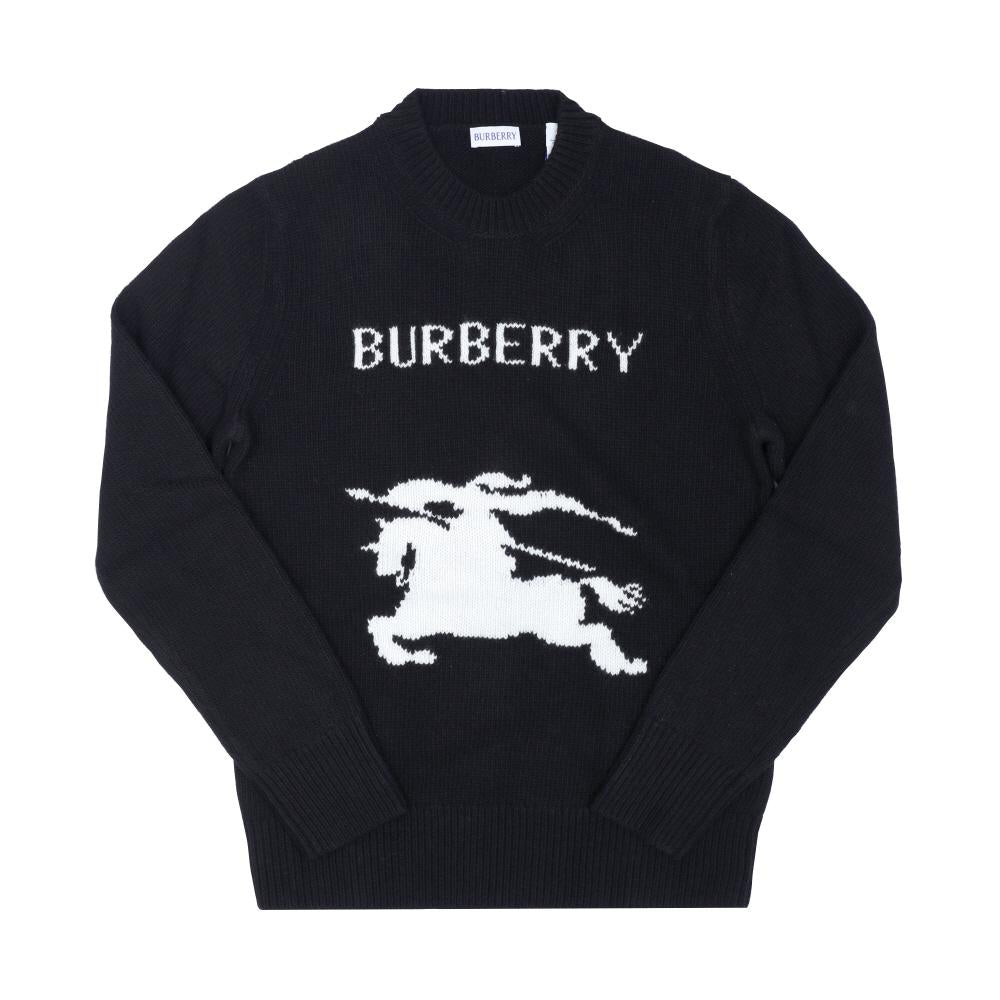 BURBERRY EKD Equestrian Knight Logo Crewneck Knit Sweater Black Men