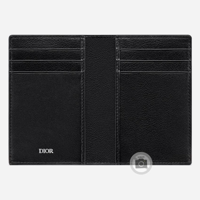 DIOR CD Icon Gray Leather Card Holder Wallet Unisex
