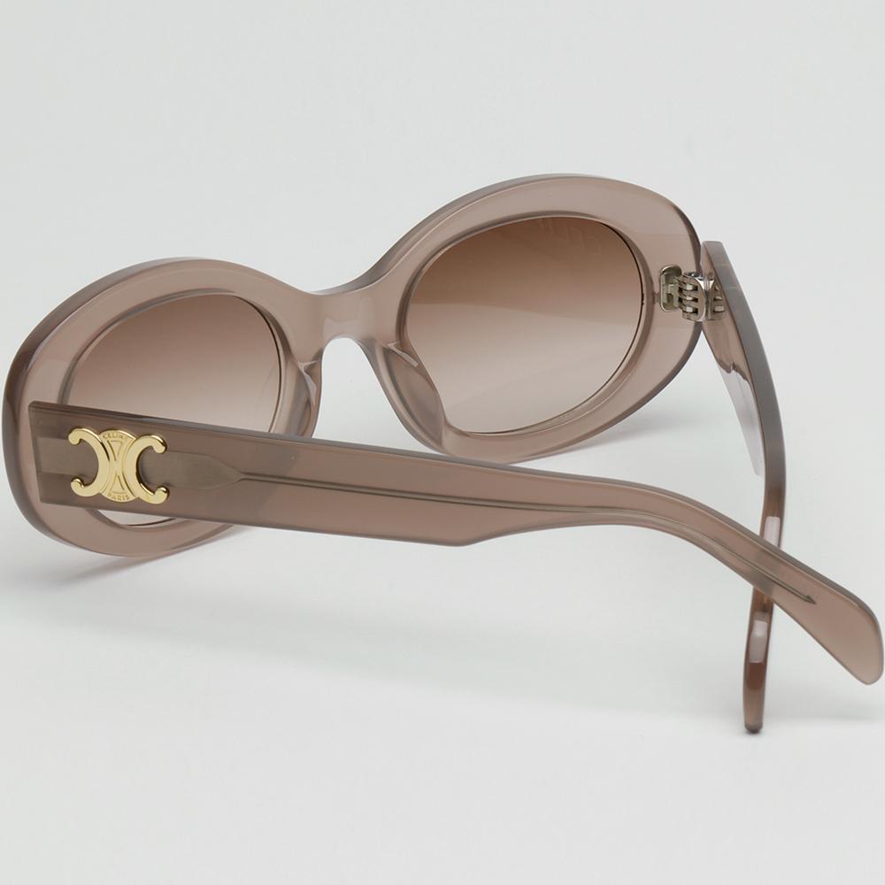 CELINE Triomphe Oval Acetate Sunglasses Brown Unisex