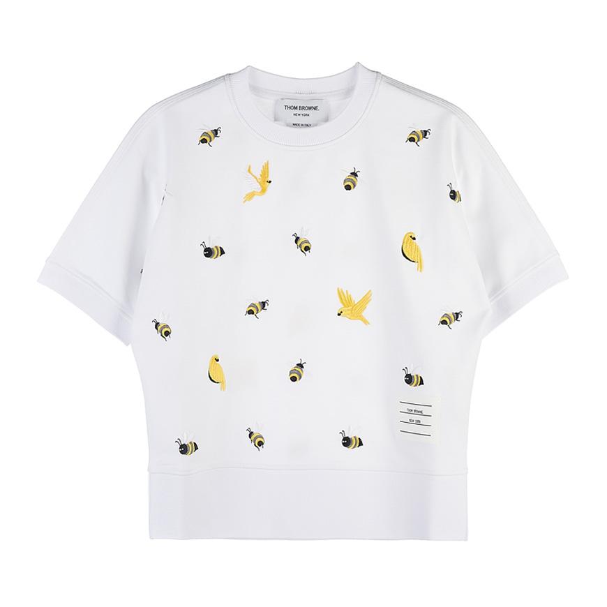 THOM BROWNE Women’s Bird & Bee Intarsia T-Shirt White