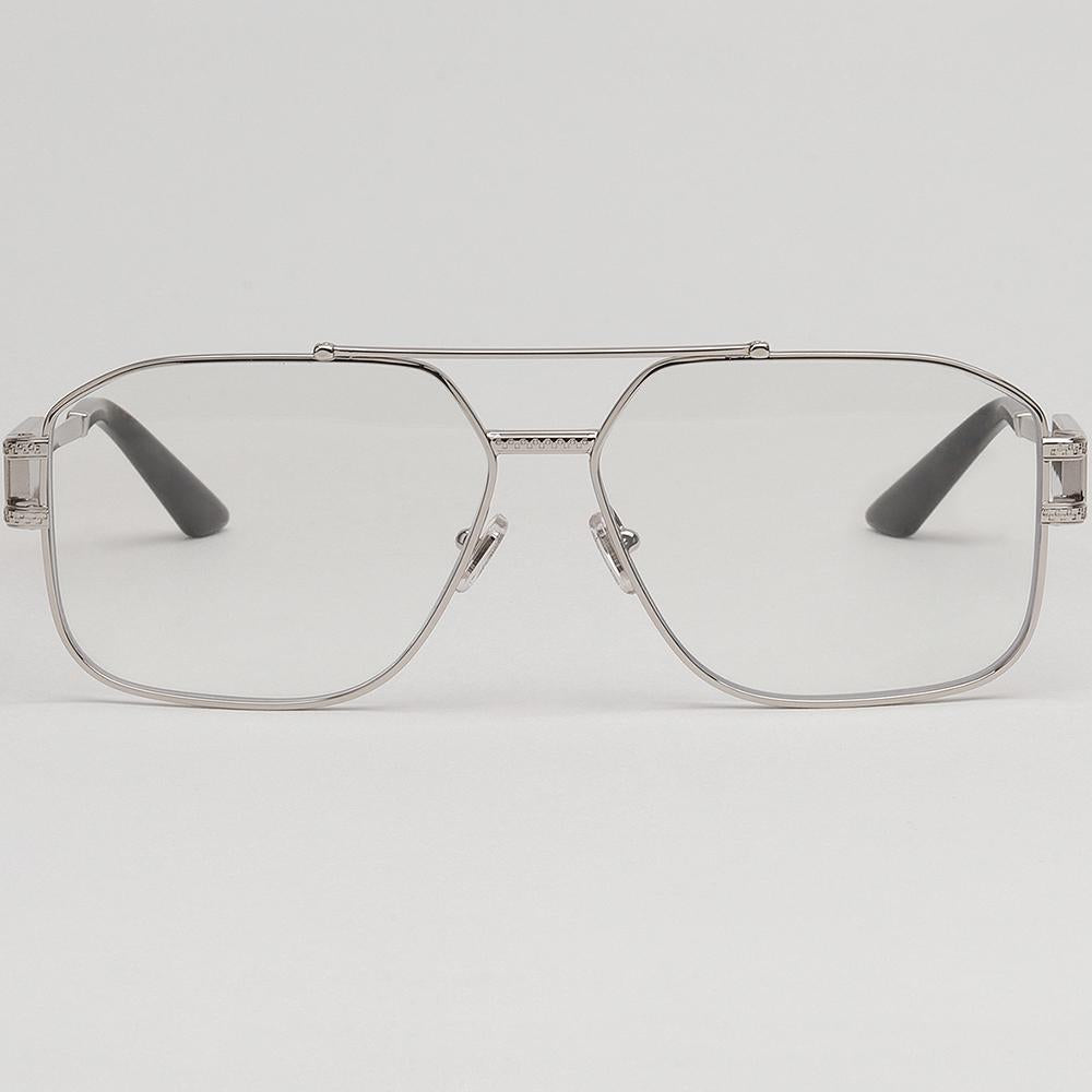 Versace Retro Double Bridge Silver Metal Unisex Eyeglass Frames VE1302 1000
