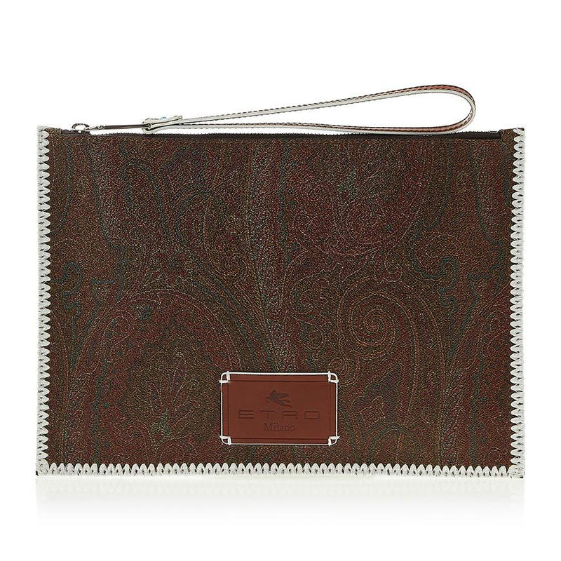 Etro Paisley Leather Clutch Bag