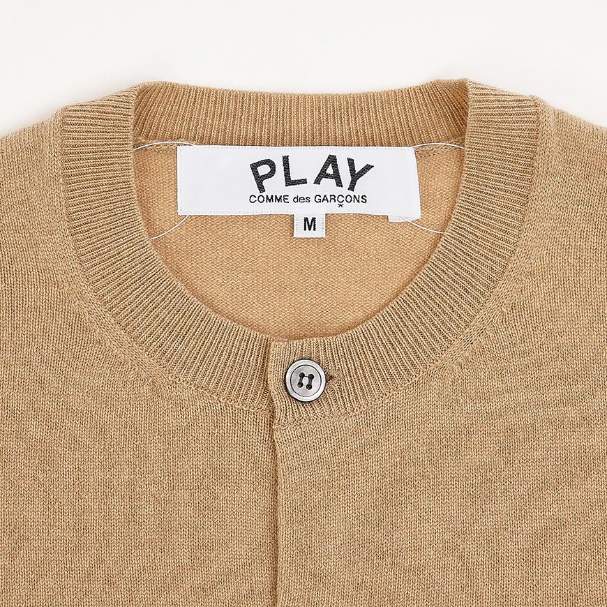 Comme des Garcons Unisex Beige Black Heart Patch Cardigan