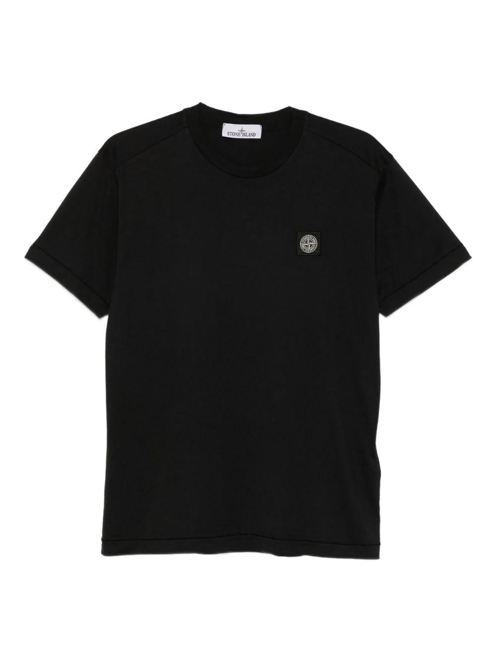 STONE ISLAND Black Cotton Short Sleeve T-Shirt