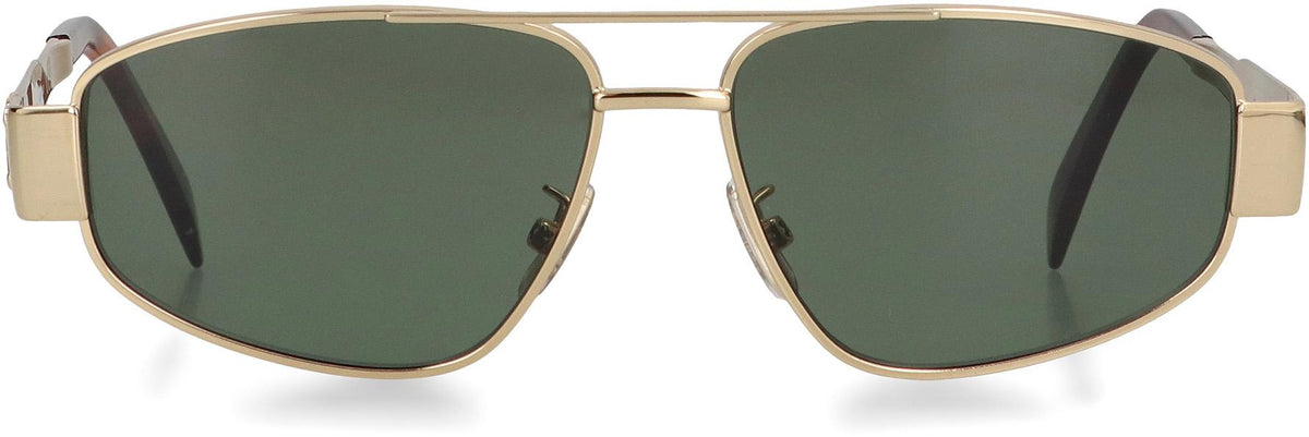 CELINE Gold Metal Square Sunglasses