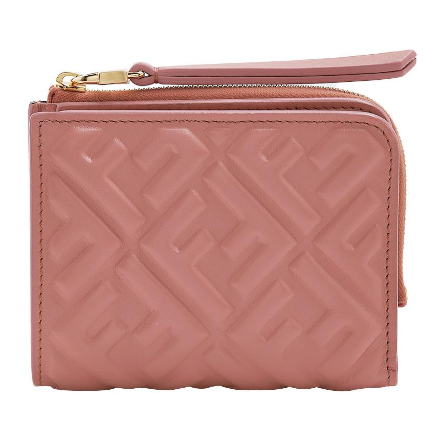 FENDI Women’s Slim Baguette Leather Compact Wallet Black