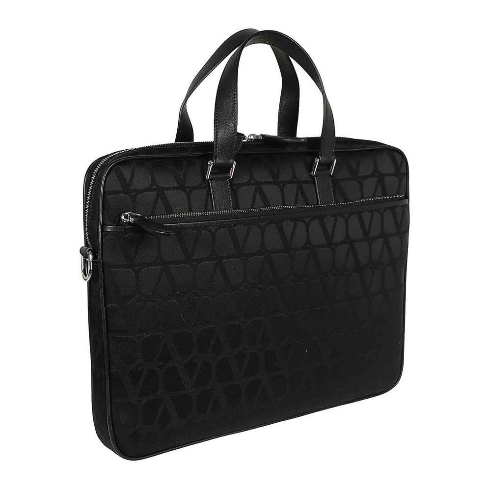 VALENTINO Iconographe Leather Briefcase Black