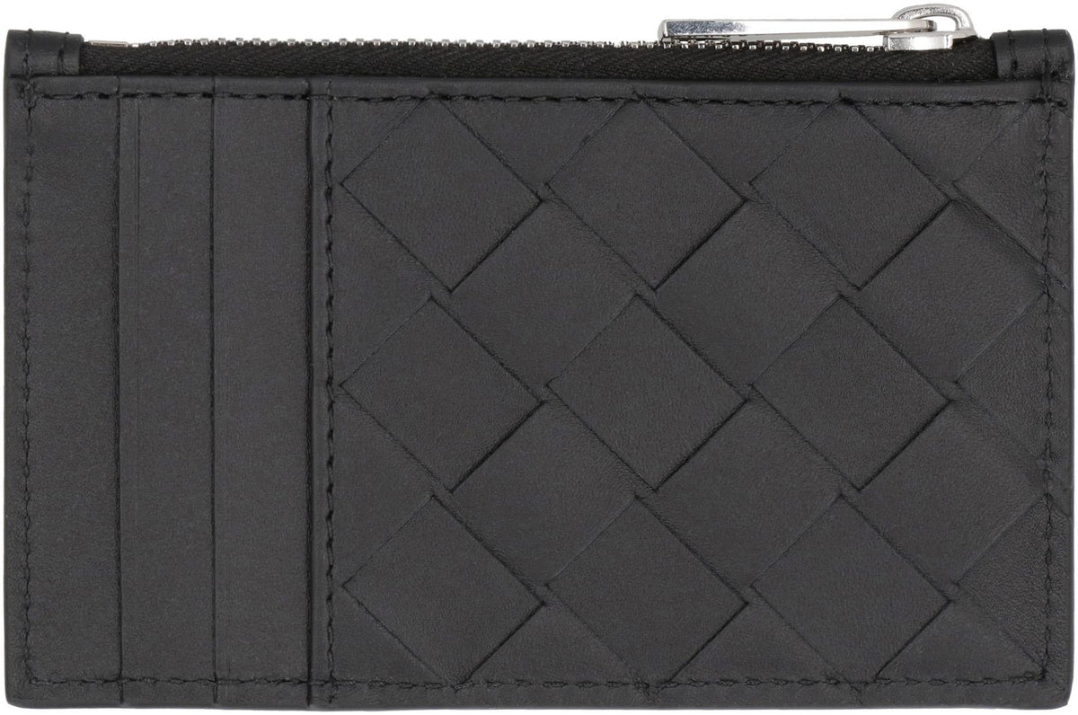 Bottega Veneta Black Intrecciato Leather Card Holder