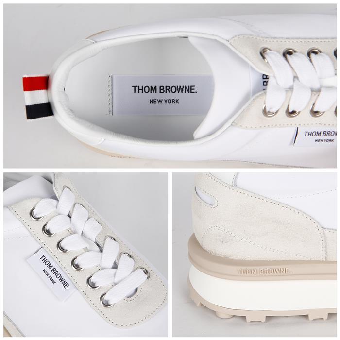 THOM BROWNE Ecru Nylon Runner Low-Top Sneakers