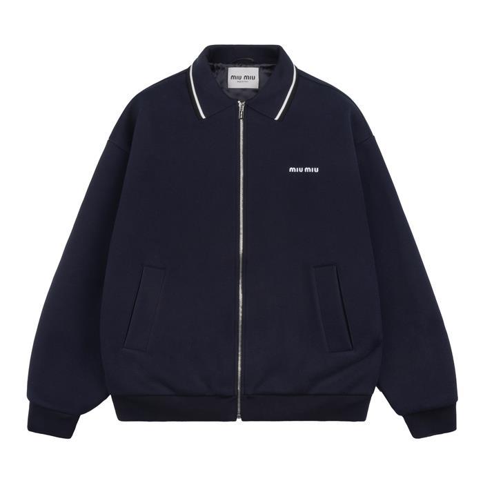 Miu Miu Piqué Blend Bomber Jacket Black