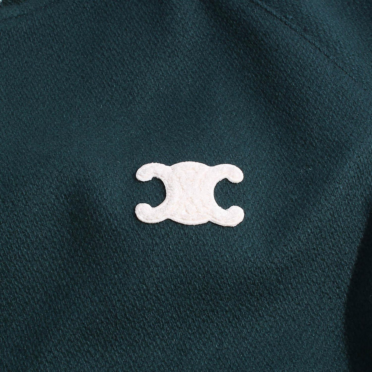 CELINE Triomphe Logo Stadium Teddy Bomber Jacket Green