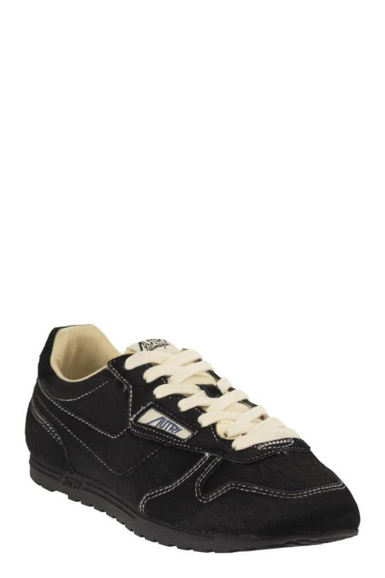 AUTRY Black Leather WINDSPIN Low-Top Sneakers for Women