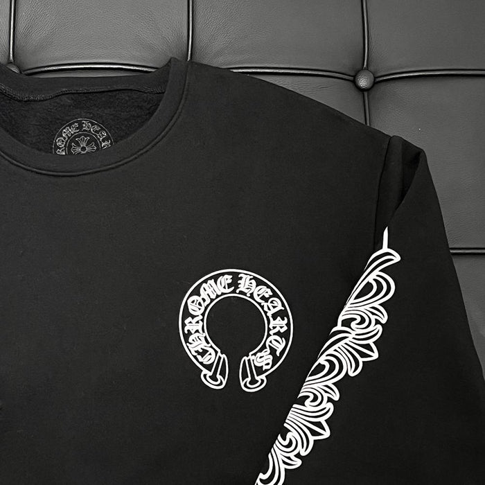 Chrome Hearts Horseshoe Logo Black Sweatshirt Unisex Top