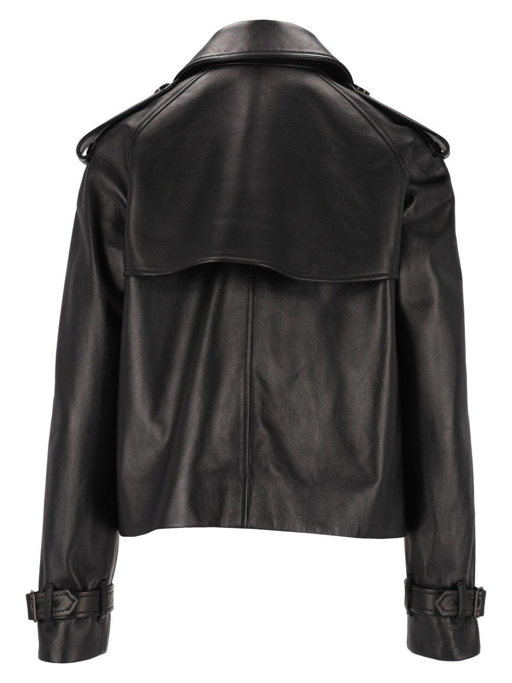 BURBERRY Black Leather Moto Jacket for Women